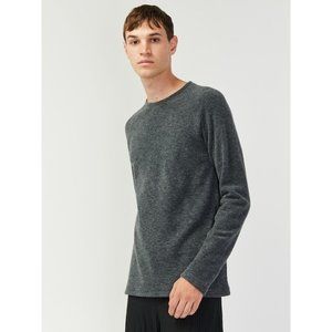 WINGS + HORNS Felted Wool Sweater in Dark Gray, Size XL